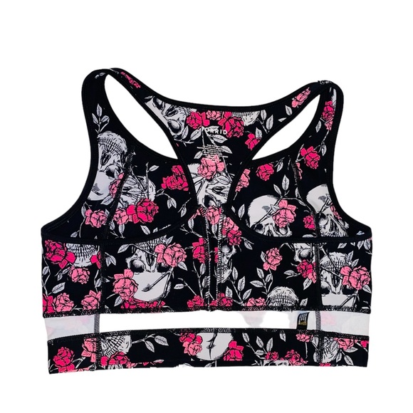 TORRID FLORAL SPORTS BRA BLACK SKULLS AND ROSES DESIGN LONGLINE RETIRED … - Picture 4 of 6